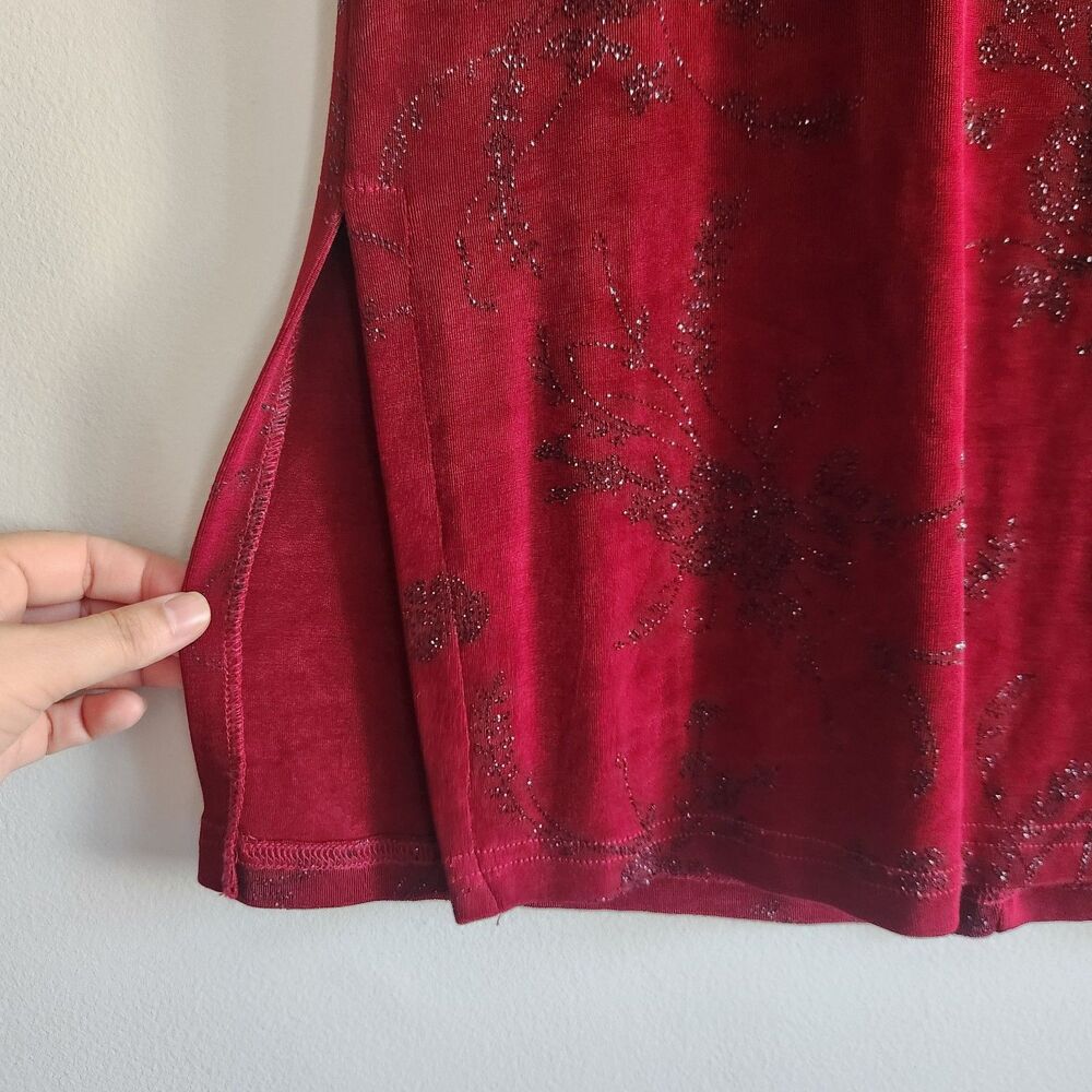 XOXO Vtg Jersey Dark Red Black Stones L Whimsigoth Dress Long Sleeve Victorian - Picture 5 of 10
